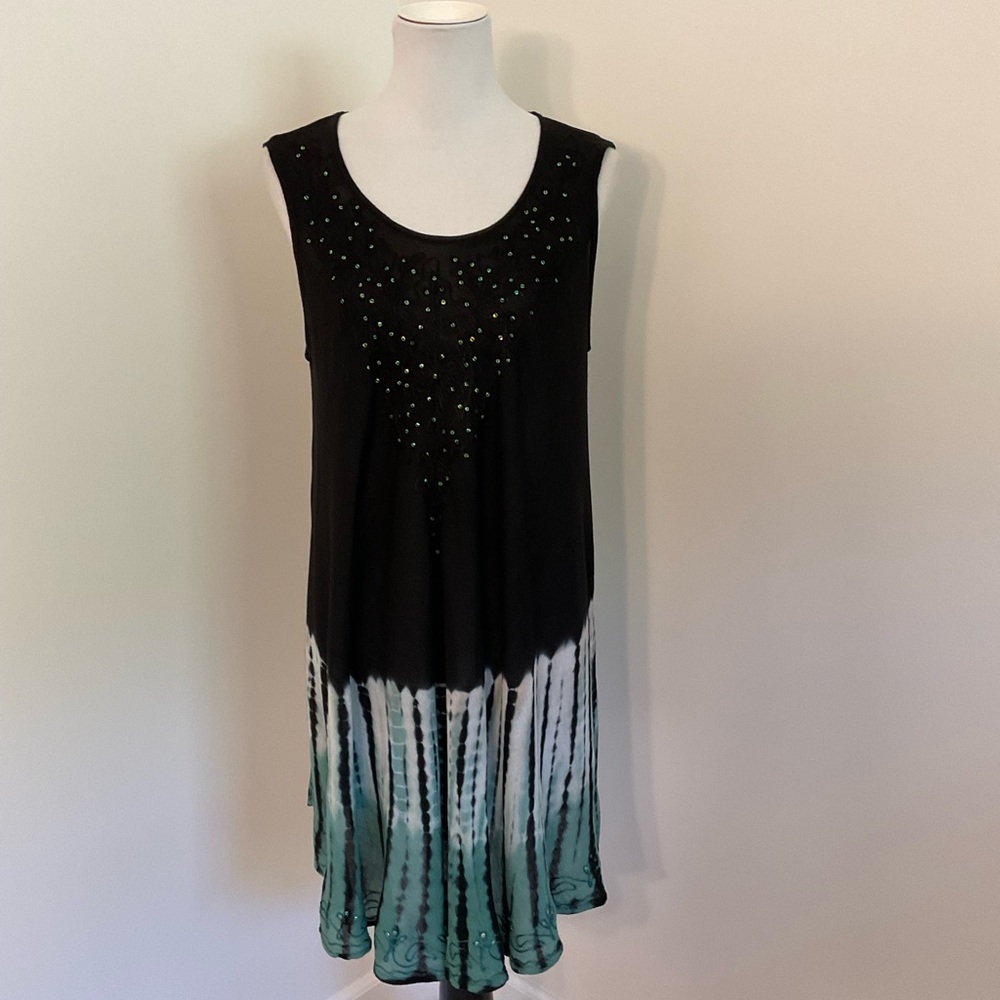 Advance Apparels Black and Green Tie-Dye Dress